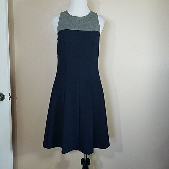 Loft Navy Blue and Gray Colorblock A-line dress - Picture 1 of 6